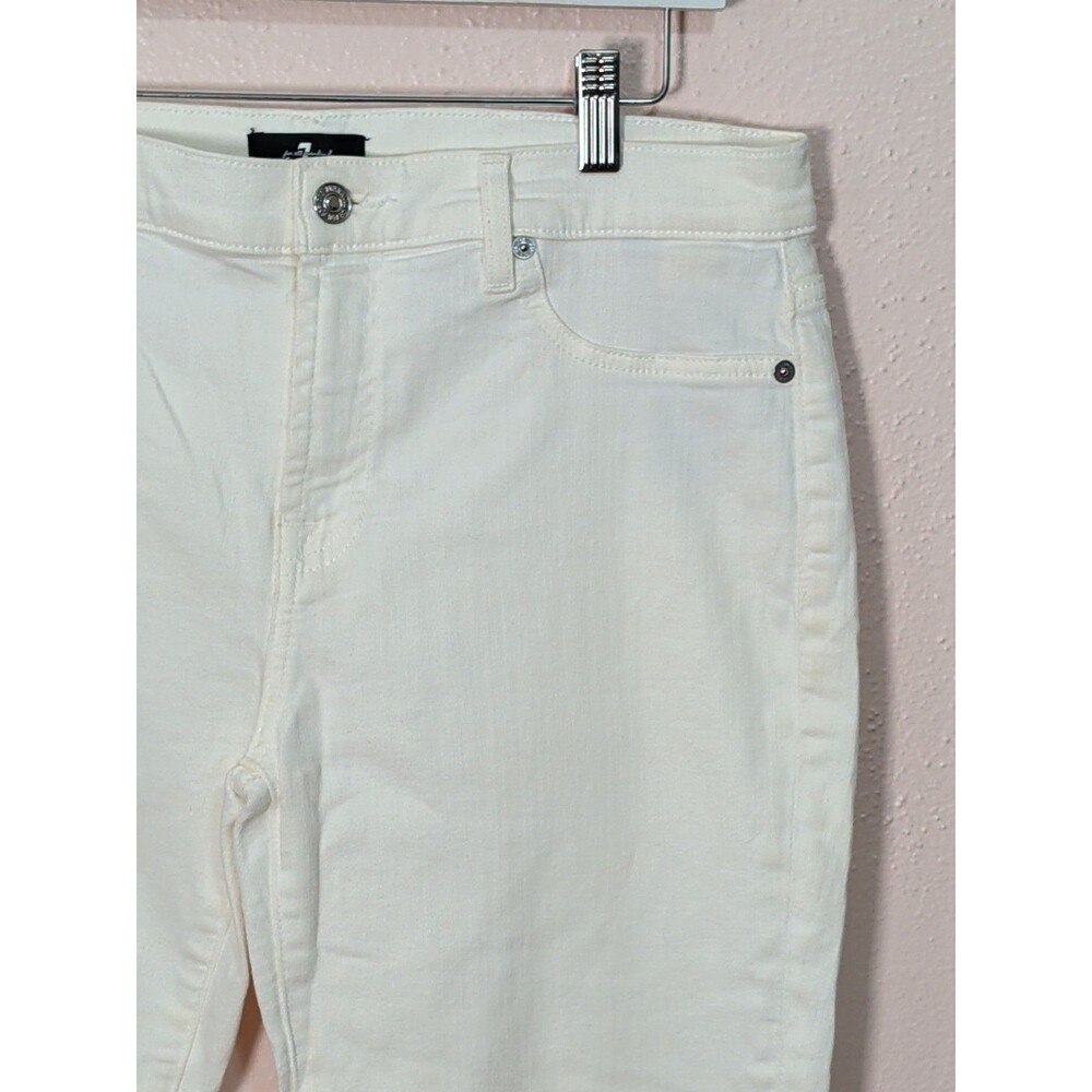 7 For All Mankind Cropped Jeans White Raw Hem Boho Minimalist Size 31 - Picture 3 of 9